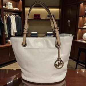 Michael Kors White Leather Tote